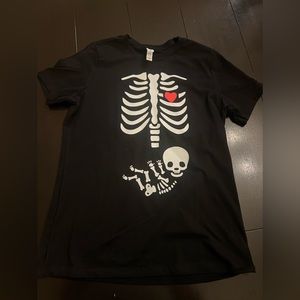 Womens Skeleton with Baby Pregnant Halloween Shirt